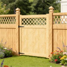 120×150cm Rhombus Pattern Wooden Garden Gate with Hinge& Latch