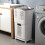 2-Tier White Laundry Basket with Wheels - 3 Compartments, Detachable Upper Basket 2