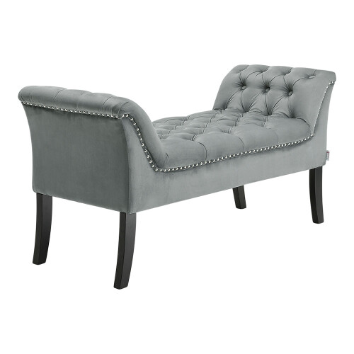 Grey Velvet Tufted Bed Bench 1