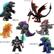 7-Piece Black Dragon vs Godzilla vs King Kong Lego-Compatible Big Figures Set