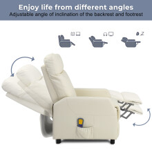 Electric Recliner Armchair 6 Point Heated Massage Sofa W/ Remote Control