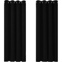 Blackout Curtains Thermal Eyelet 2 Panels Black