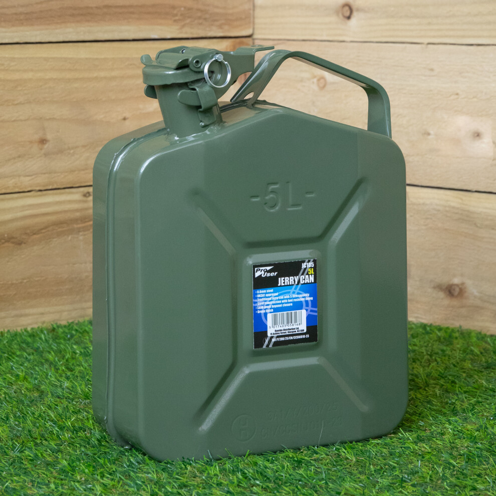5 Litre Metal Jerry Can For Fuel With Leak Proof Bayonet Closure 5056589141615