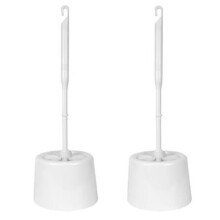 2 x Toilet Brush Holder Set Base Bathroom Toilet Cleaner Cleaning White Plastic