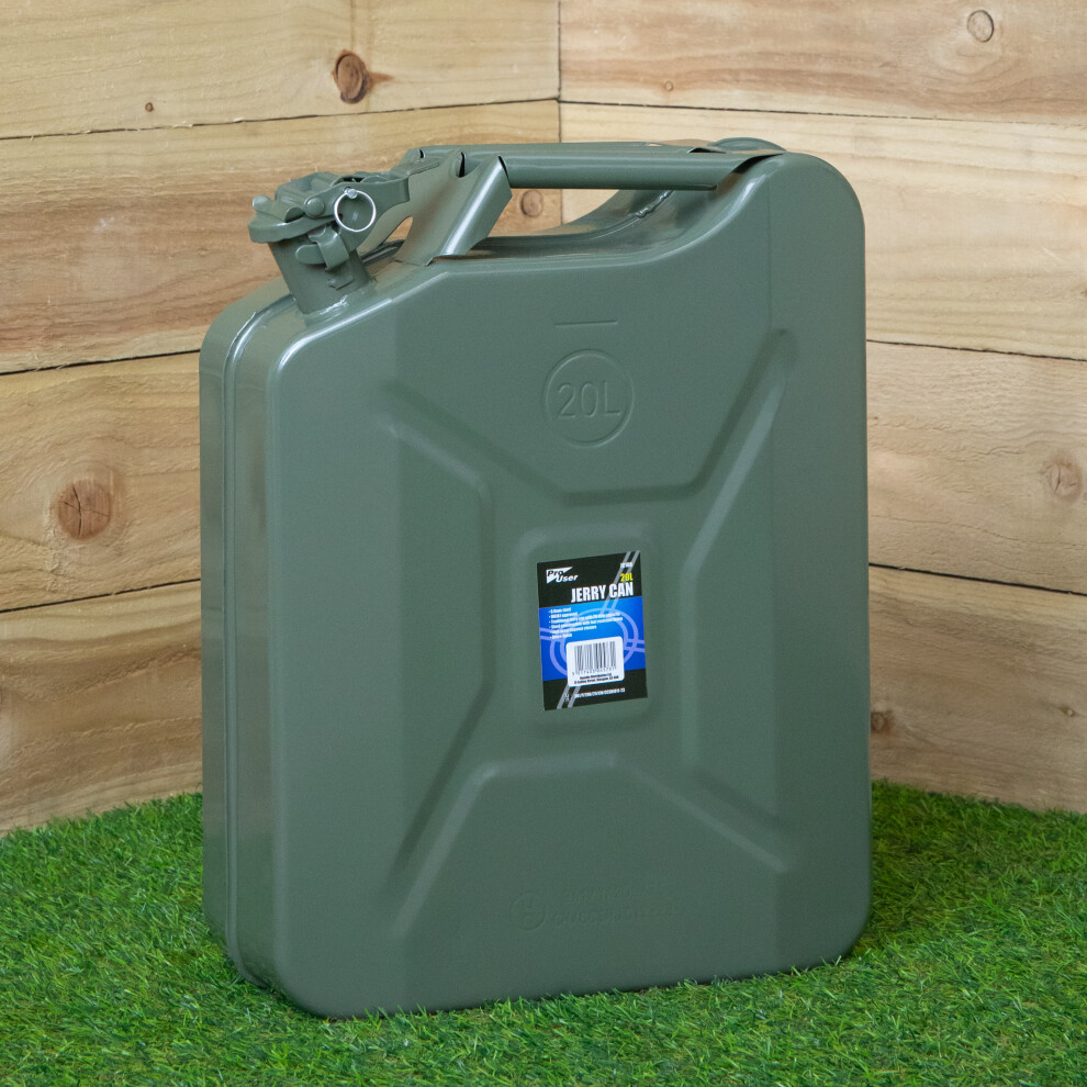Samuel Alexander 20 Litre Metal Jerry Can For Fuel With Leak Proof Bayonet Closure