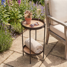 Flora Outdoor Side Table Garden Patio Table for Balcony & Deck in Black