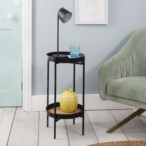 Noa and Nani Flora Round Small Metal Side Table End Occasional Table in Black