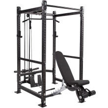(226 x 90cm) GYM MASTER GM3 Power Rack Squat Cage with Dual Cable System and Bench