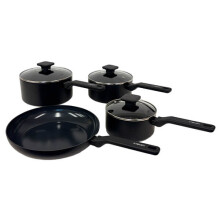 Stoven Noir 4 Piece Saucepan Set with 28cm Frying Pan