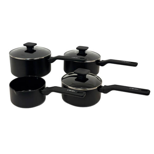 Stoven Noir 4 Piece Saucepan Set with Milk Pan