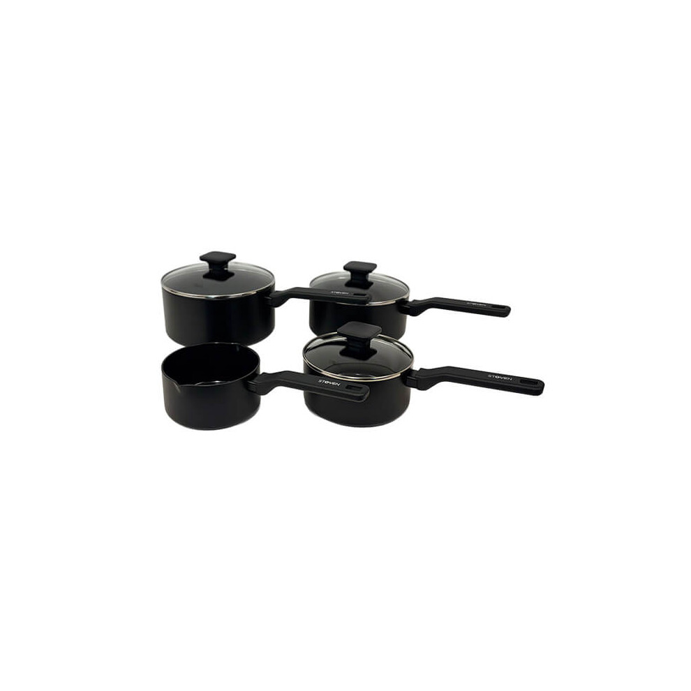 Stoven Noir 4 Piece Saucepan Set With Milk Pan
