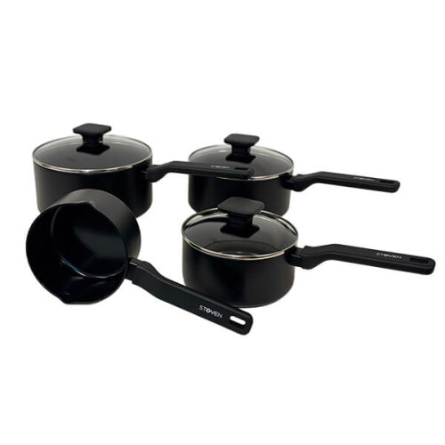 Stoven Noir 4 Piece Saucepan Set with Milk Pan 1