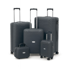 TheOwnas 5 Piece Black Travel Luggage Set. Lightweight Hard Shell Suitcases with Spinner Wheels