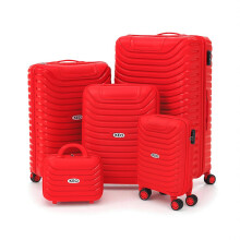 TheOwnas 5 Piece Red Travel Luggage Set. Lightweight Hard Shell Suitcases with Spinner Wheels