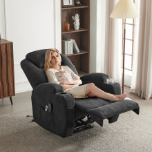Electric Recliner Chair 2 Point Massage Heating Armchair Sofa w/ Cup Holder