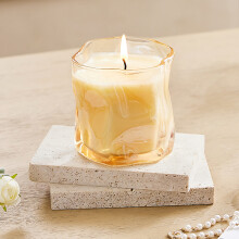 (Orange) Natural Soy Wax Scented Candle - Irregular Wavy Glass, Ideal Mother's Day Present
