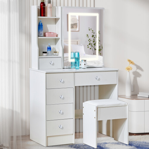 Vanity Dresser Desk Set with LED Lighted Mirror 1