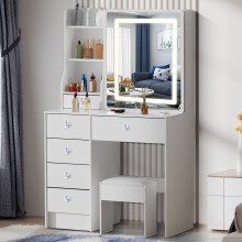 Vanity Dresser Desk Set with LED Lighted Mirror
