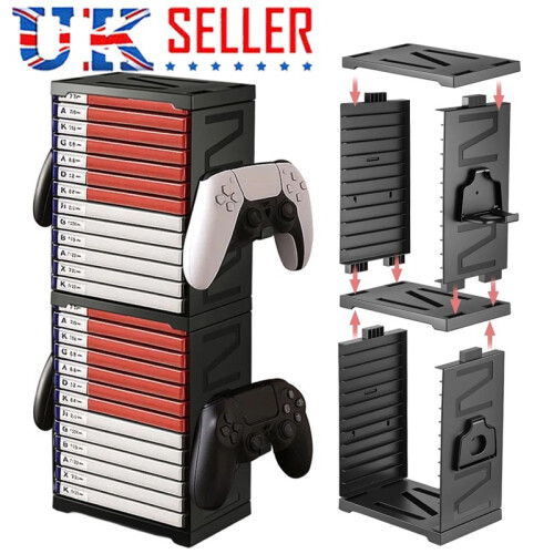 Universal Game Storage Tower Vertical Stand Holds 24 Discs for PS5 PS4 Xbox 1