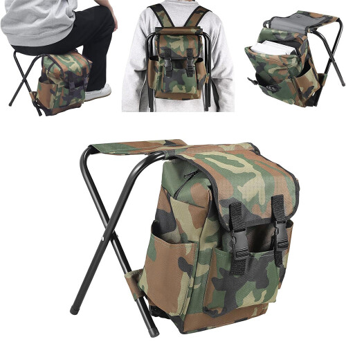 Fishing Tackle Stool Backpack Seat Bag Camping Foldable Rucksack Chair 1