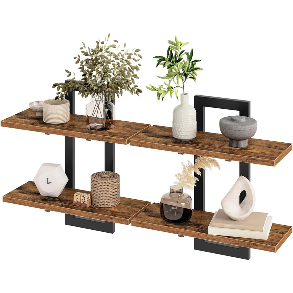 2Pcs Wooden Floating Shelves Wall Mounted Display Storage Dã©Cor Home 771700662903