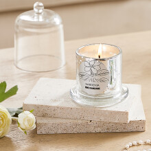 (Gardenia) Vegetable Wax Scented Candle - Clear Bell Jar Glass, Perfect Mother's Day Gift for Mom