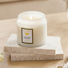 (Litsea Cubeba) Soy Wax Scented Candle - Embossed Glass Jar with Floral Lid, Perfect Mother's Day Gift for Home Decor