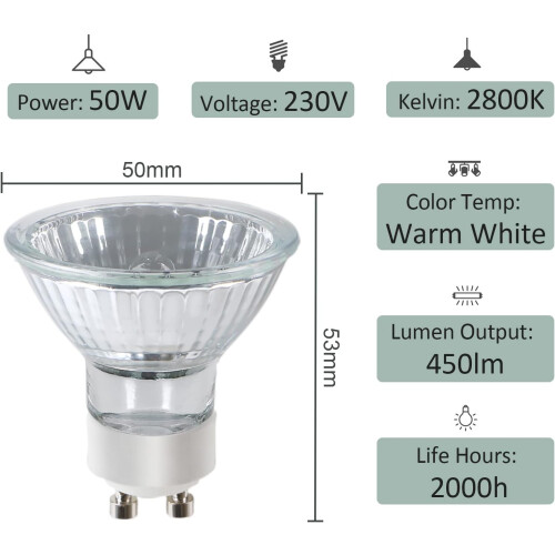 GU10 Halogen Bulbs 50W 230V Halogen Spotlight Bulb 1