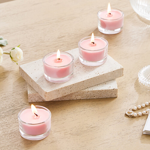 Living And Home 6Pcs Vegetable Wax Scented Candle Set, Pink 1