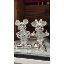 Silver Crushed Diamond Minnie Micky Mouse Ornament