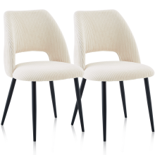 (Beige) Set of 2 Velvet Dining Chairs Fabric Upholstered