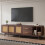 TV Stand Cabient with 2 Drawers, Sliding doors with rattan design 8