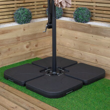 4 Piece Square Cantilever Parasol Base Weight Set Fillable with Sand or Water