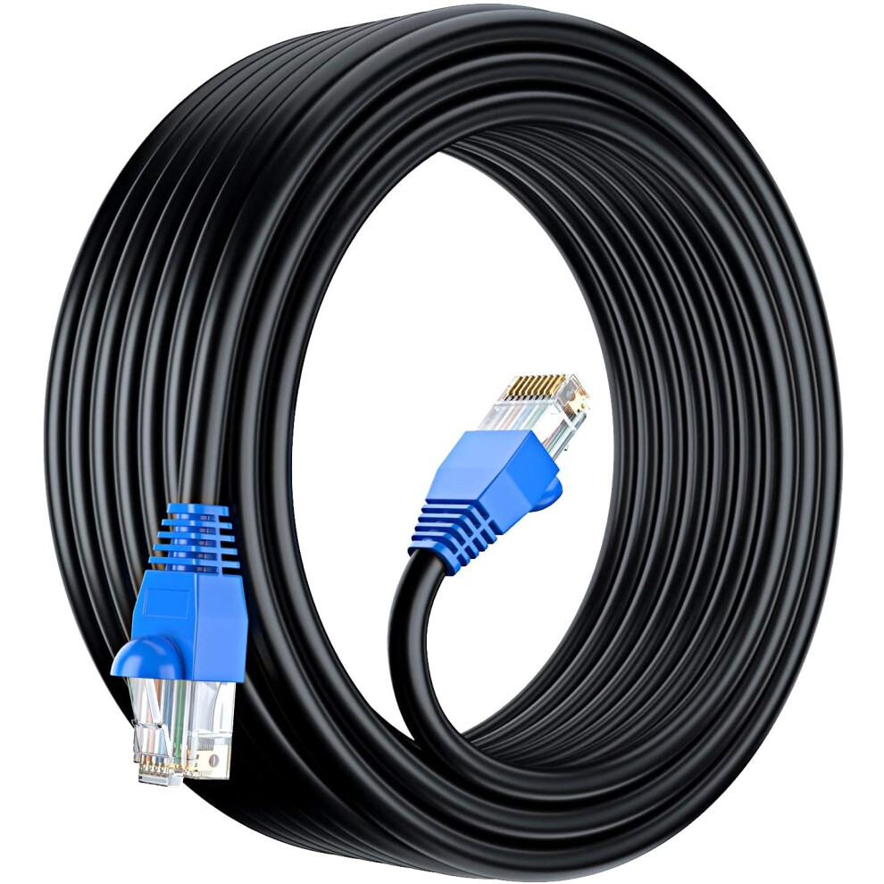 Mutecpower 50M Cat6 Outdoor Waterproof Direct Burial Ethernet Network Cable - Utp - Cca - 550 Mhz - 50 Meter Black 8000003775914