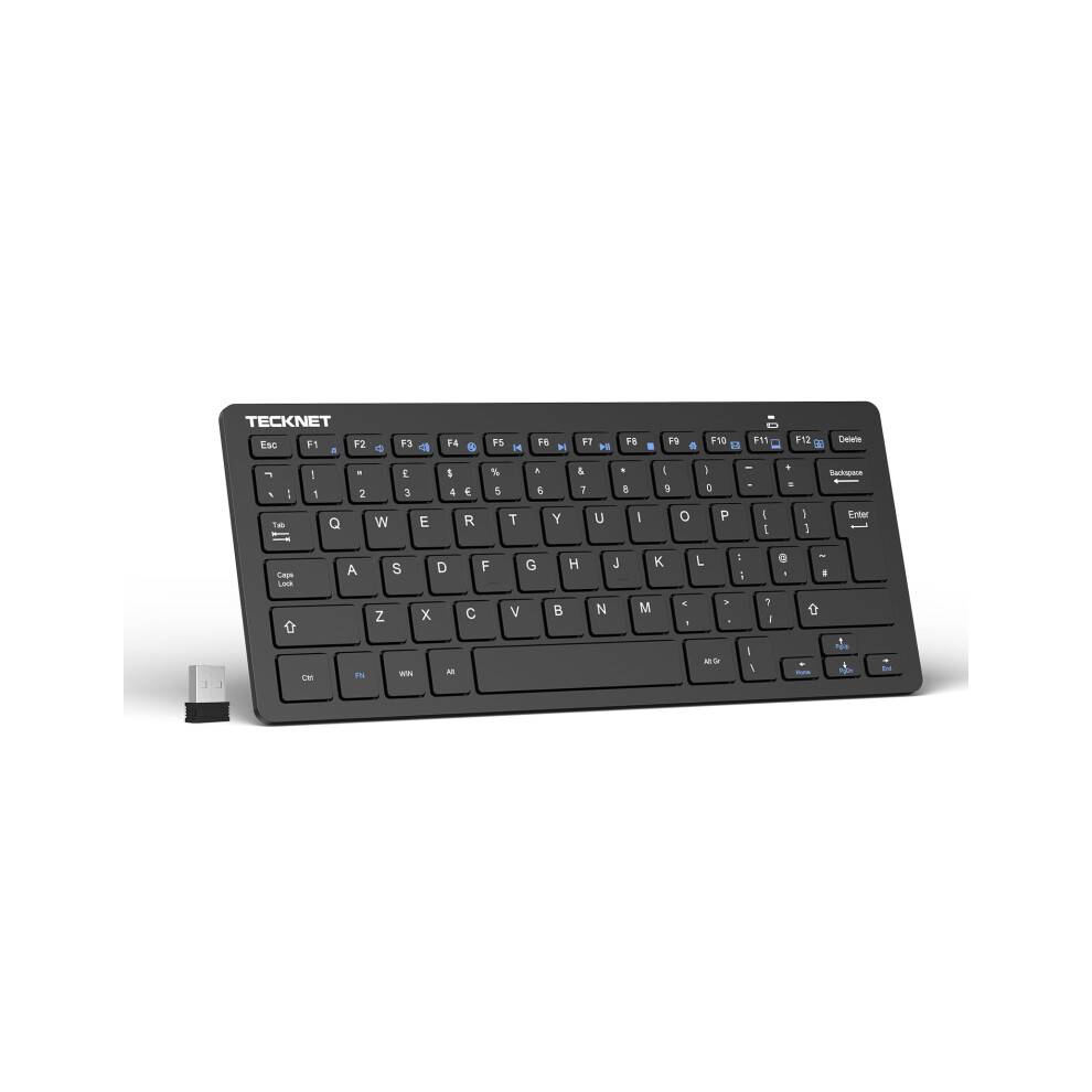 Tecknet 2.4G Wireless Keyboard For Windows/Chrome Os, Uk Layout Compact Mini Keyboards, Small Silent Whisper-Quiet Keyboard With 12 Months Battery