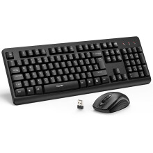 TECKNET Wireless Keyboard and Mouse Set, Ergonomic 2.4G Cordless Keyboard & Mouse Combo Silent, Full-Size, Spill-Resistant with Nano USB Receiver for
