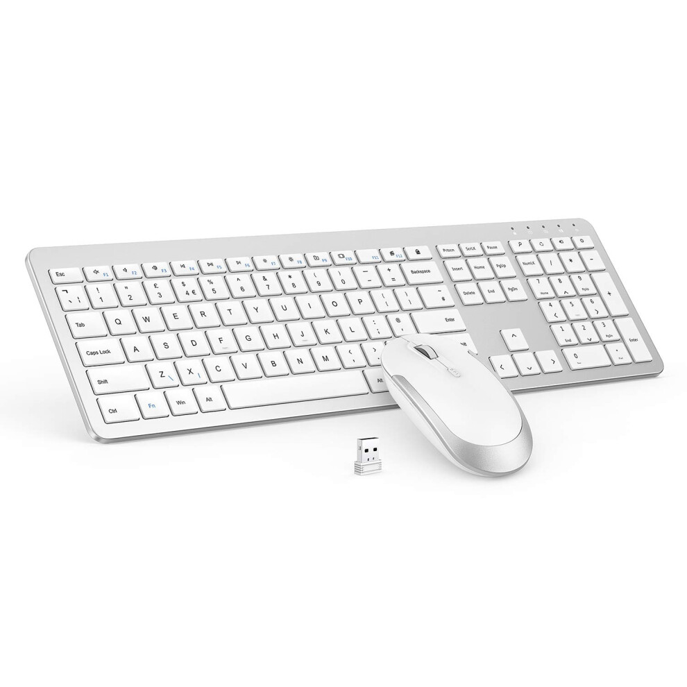 Wireless Keyboard And Mouse Set, Seenda Ultra Slim Quiet Usb Wireless Keyboard And Mouse Full Size Qwerty Uk Layout With Numeric Keypad For Windows 8000003776560