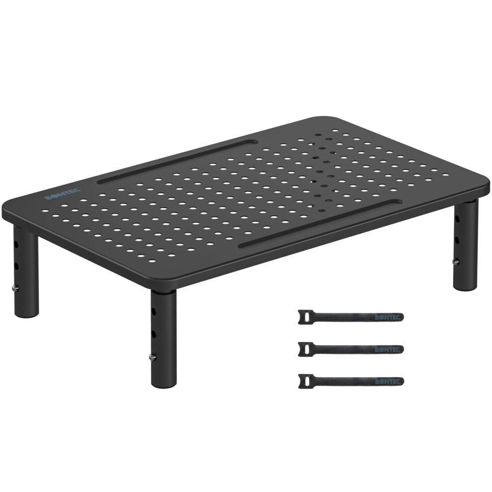 Bontec Adjustable Monitor Riser Stand With 3 Height Levels, Ergonomic Metal Monitor Stand For Computer, Laptop, Printer, Mesh Surface For Better 8000003777987