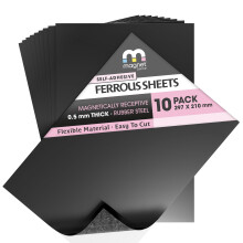 Self Adhesive Rubber Steel Ferrite Ferrous Sheet/Roll for Magnetic Movement Trays and Magnet Displays (10 x A4 Sheet (297 x 210mm))