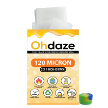 Ohdaze Rosin Press Bags 2x4 inch 40 Pack 120 Micron Press Bags 3 x Parchment Papers 1 x Wax Container Double-Stitch Nylon Filter Press Bags for Heat