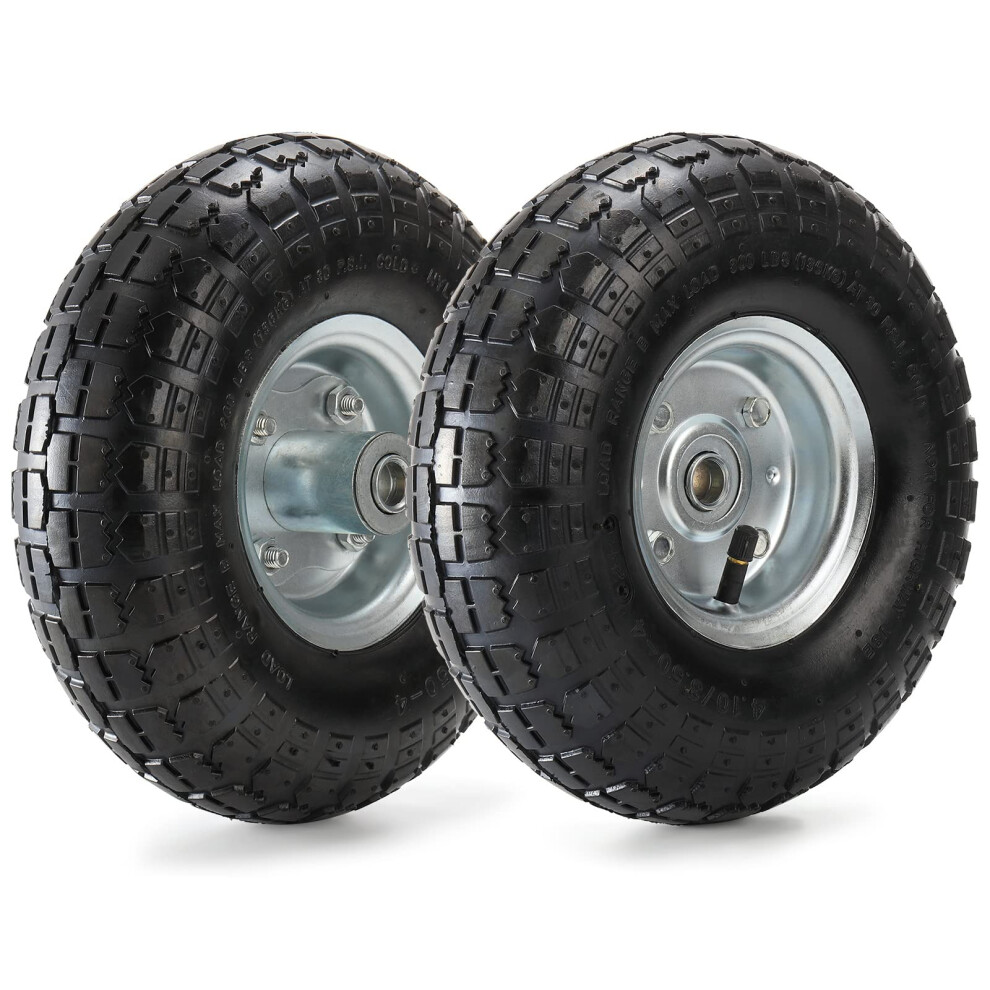 Yarlung 2 Pack 25Cm Pneumatic Air Filled Tires On Wheels For Hand Truck, 4.10/3.50-4" Heavy-Duty Replacement Wheels Tires For All Purpose Utility 8000003778816