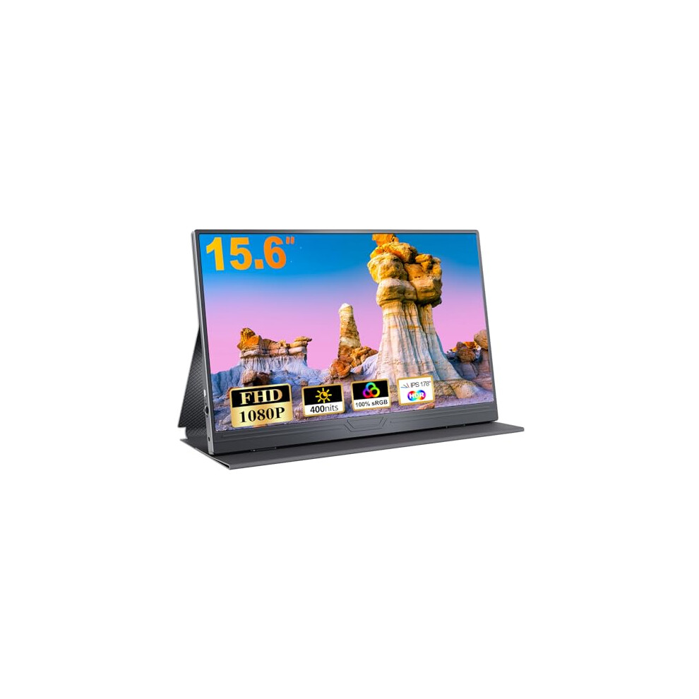Cuiuic Portable Monitor 15.6 Inch,1080P Fhd Ips Laptop Monitor Usb C Hdmi Ultra-Thin Display W/Smart Cover & Speaker, External Portable Monitor For