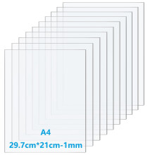 Taiyeestar 10 Pcs 29.7 x 21 cm Plastic Sheet, A4 Transparent Acrylic Sheet, 1 mm Thick, Clear Perspex Sheet, Plastic Sheet for Househld Decoration,