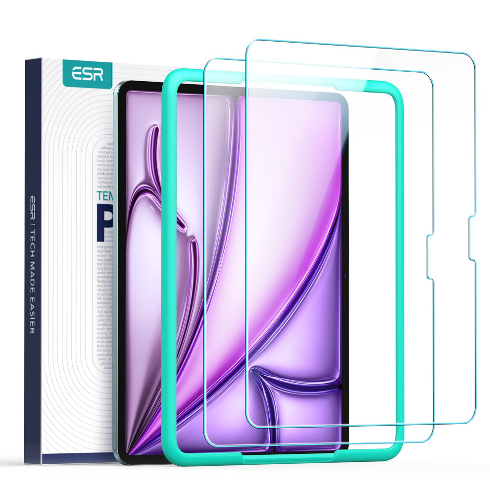 Esr 2 Pack Screen Protector For Ipad Air 13 Inch M3/M2 (2025/2024), 9H Ultra-Hard Tempered Glass Film Guard With Alignment Frame, Anti-Scratch, Hd 8000003775235