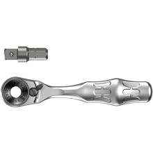 Wera 8001 A Zyklop Mini 1 1/4" Ratchet, with 1/4" Socket Adaptor, 05073230001, Silver