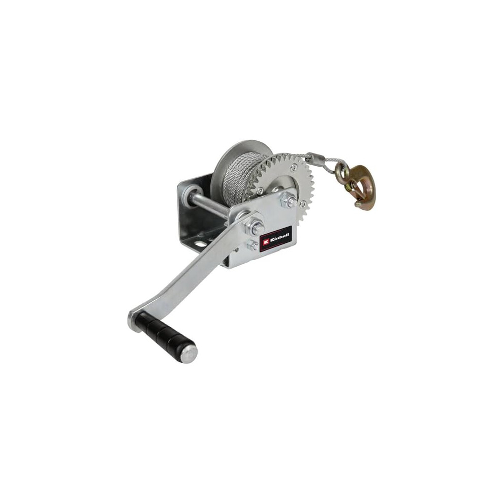 Einhell Manual Cable Winch Tc-Wi 500 (Max. Bearing Force 500 Kg, 10 M Wire Cable, Return Lock, Non-Slip Grip Incl. Safety Hook And Safety Tab)