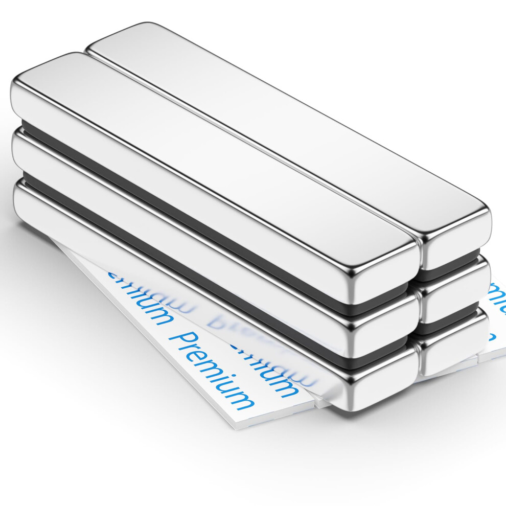 Findmag Super Strong Neodymium Magnets, 6 Pack 60 X 10 X 5 Mm Bar Magnets, Strong Fridge Magnet, Rare Earth Magnet With Double-Sided Adhesive, 8000003782165