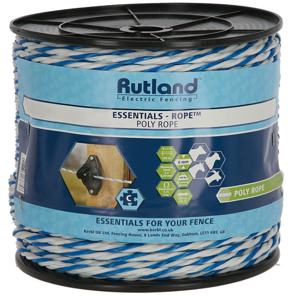 Kerbl White/Blue Rutland Essentials Poly Rope (200M),