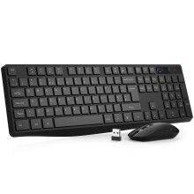 Wireless Keyboard and Mouse Set, Full Size Wireless Keyboard Ergonomic Design & Quiet USB Cordless Mouse Combo UK Layout, 12 Multimedia Shortcuts for