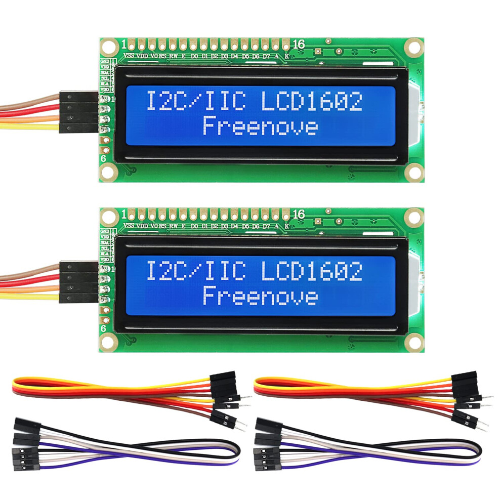 Freenove I2c Iic Lcd 1602 Module (2 Pack), New Type Twi Serial 16X2 Display, Compatible With Arduino Raspberry Pi Pico Esp32 Esp8266 8000003783780